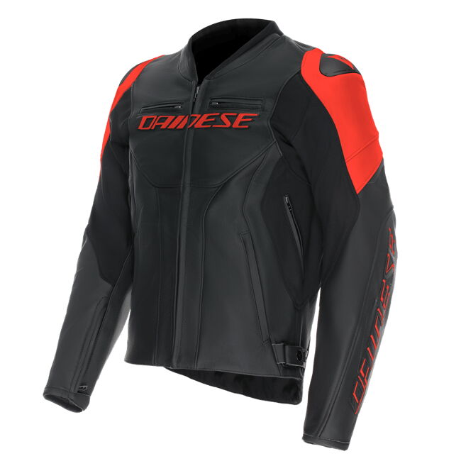 Dainese Racing 5 Black Red Fluo Korumalı Deri Motosiklet Mont