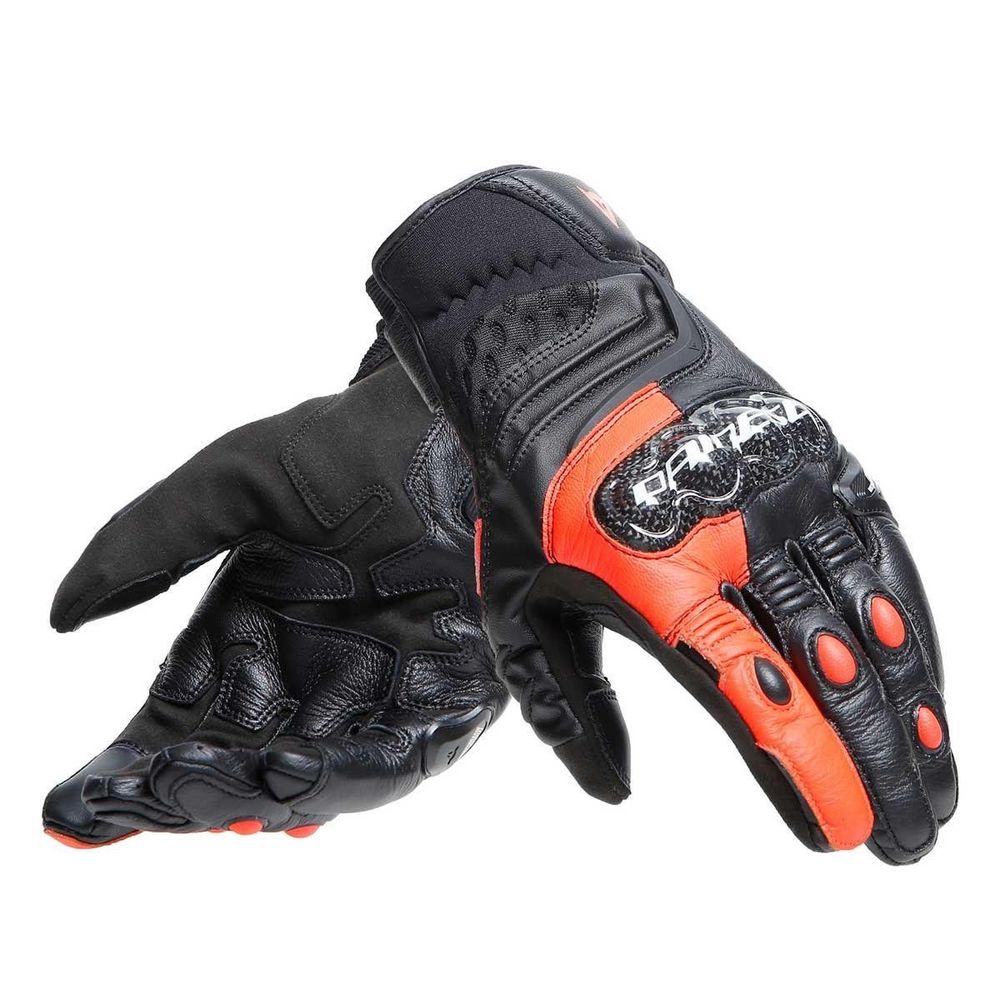 DAINESE ELD/CARBON 4 SHORT LTHR GLOVES BLK FLUO RED