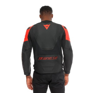 Dainese Racing 5 Black Red Fluo Korumalı Deri Motosiklet Mont #4