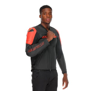 Dainese Racing 5 Black Red Fluo Korumalı Deri Motosiklet Mont #3